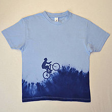Detské oblečenie - Modré dětské tričko s cyklistou (vel. 118-128) 11795509 - 12420153_
