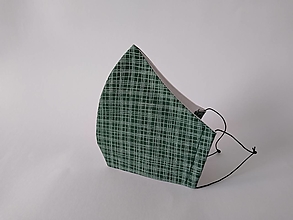 Rúška - Dizajnové rúško káro zelené tvarované dvojvrstvové - 12422735_