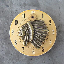 Brošne - Indiánsky náčelník na ciferníku z hodiniek, 2 - 12426393_