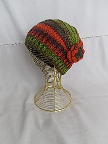 Čiapky, čelenky, klobúky - Háčkovaná čiapka (jesenné farby) - 12423557_