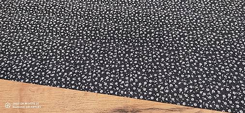 Bavlnená látka - Kvietočky na čiernom - cena za 10 cm (Čierna)