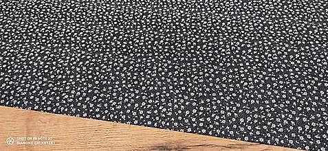 Textil - Bavlnená látka - Kvietočky na čiernom - cena za 10 cm (Čierna) - 12423001_