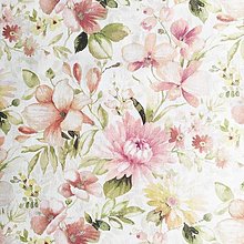 Textil - ružové kvety, 100 % predzrážaná bavlna Španielsko, šírka 150 cm - 12423813_