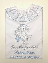 Detské oblečenie - Košieľka na krst K34 modro-šedá - 12423826_