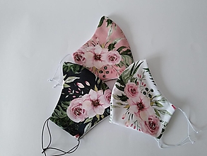 Rúška - Set rose dizajnové rúška antibakteriálne prémiová bavlna tvarované dvojvrstvové - 12428369_