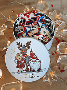 Dekorácie - Drevené vianočné ozdoby - Slovensko, červeno-modrá folklórna kolekcia 2 - 12427903_