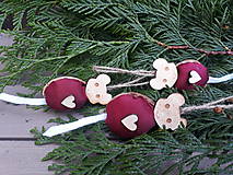 Dekorácie - Vianočné oriešky - bordové myšky - 12431385_