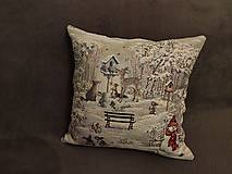 Úžitkový textil - Vianočné obliečky Zimný zasnežený lesík so zvieratkami - 12429367_
