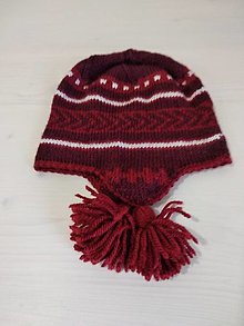 Detské čiapky - Bordová čiapka s nórskym vzorom - výpredaj - 12428960_