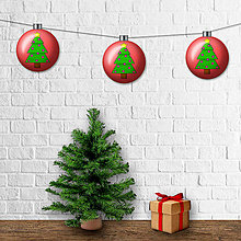 Dekorácie - Vianočná girlanda cartoon - gule (vianočné stromčeky) - 12428211_