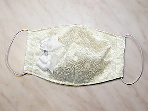 Rúška - Saténova čipková rúška s týlem, spoločenské rúško, ochranná rúška, svadobné rúška 3 vrstvové rúška - 12435881_