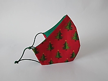 Dizajnové rúško stromčeky zelené vianočné tvarované dvojvrstvové