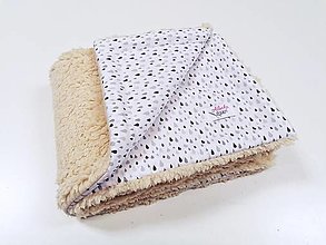 Detský textil - Béžová ovečková deka + sivo-béžové kvapky 70*100cm - 12433350_