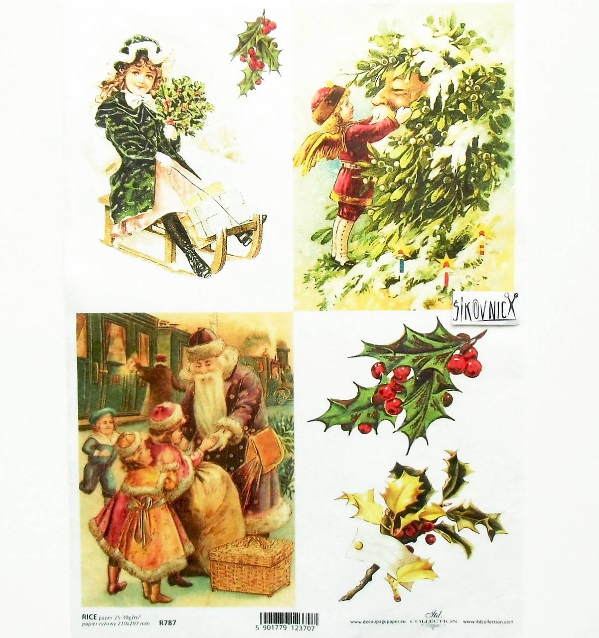 Ryžový papier na decoupage - A4 - R787 - Vianoce, deti