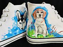 Ponožky, pančuchy, obuv - maľované tenisky-pes - 12435811_