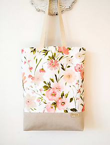 Nákupné tašky - Taška ružové kvety - 12432422_