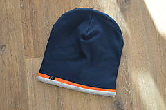 Detské čiapky - jarná čiapka navy & orange - 12435328_