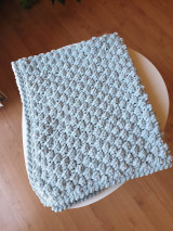 Detský textil - Ručně pletená žinylková deka pro miminko - šedě mátová - 12435738_