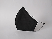 Rúška - Dizajnové rúško čierne / vnútro antibakteriálna bavlna dvojvrstvové tvarované - 12436424_