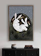 Grafika - Z králičej nory- zimná vianočná grafika-obrázok aj pohladnica - 12440227_