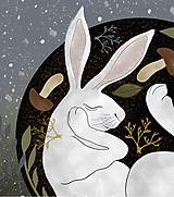 Grafika - Z králičej nory- zimná vianočná grafika-obrázok aj pohladnica (A4) - 12440229_
