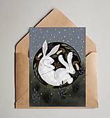 Grafika - Z králičej nory- zimná vianočná grafika-obrázok aj pohladnica (A4) - 12440230_
