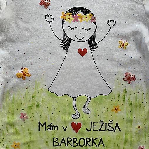 Maľované tričko na pamiatku prvého svätého prijímania (S nápisom “Mám v srdci Ježiša + meno (prípadne aj dátum))
