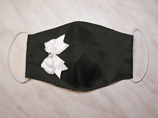 Saténova rúška s organzou, spoločenské rúško, ochranná rúška, svadobné rúška 3 vrstvové rúška
