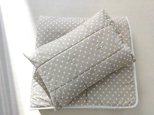 Detský textil - Detský set do postieľky JUNIOR Hviezdička béžová paplón a vankúšik - 12446912_
