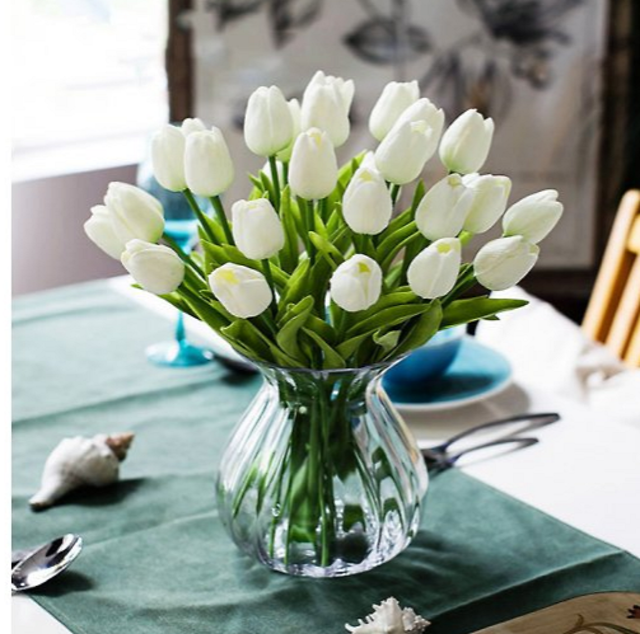 Luxusné umelé tulipány biele