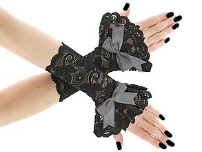 Rukavice - Spoločenské dámské čierné čipkové rukavice  0185A11 - 12450625_