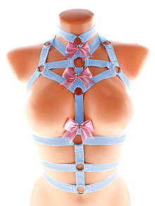 Spodná bielizeň - body harness, postroj bielizeň otvorená podprsenka pastel gothic postroj na telo, body harness lingerie - 12452297_