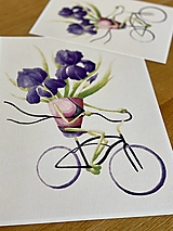 Grafika - Iris na bicykli - Print | Botanická ilustrácia (A5) - 12452910_