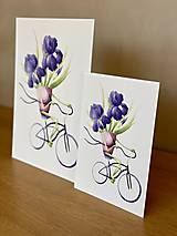 Grafika - Iris na bicykli - Print | Botanická ilustrácia (A5) - 12452918_