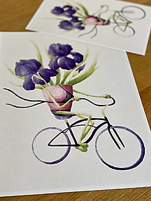 Grafika - Iris na bicykli - Print | Botanická ilustrácia - 12452910_