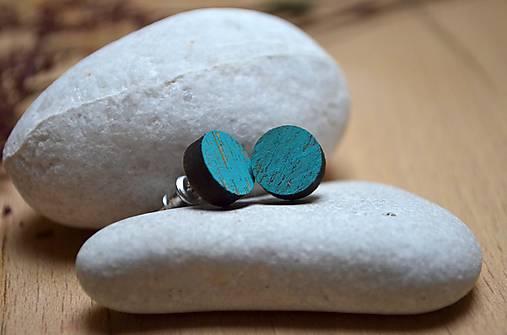 Náušnice - Dřevěnky - Tyrkysky... - 12452540_