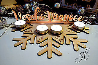 Svietidlá a sviečky - Drevený adventný veniec Veselé Vianoce - 12453800_
