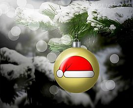Grafika - Vianočná guľa (grafický obrázok) (Santa čiapka) - 12449786_