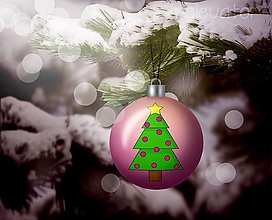 Grafika - Vianočná guľa (grafický obrázok) (vianočný stromček s guľami) - 12449802_