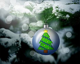 Grafika - Vianočná guľa (grafický obrázok) (vianočný stromček s reťazou) - 12449888_