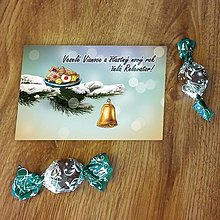 Papiernictvo - Digitálna vianočná pohľadnica na vetvičke (cukrovie a zvonček) - 12449914_