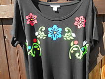 Topy, tričká, tielka - colors flowers on black Tshirt-tričko- - 12458992_