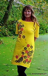 Šaty - Dámske šaty šité, batikované, maľované TRIŠTVRTE NA JESEŇ - 12455099_