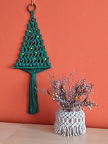 Dekorácie - Macrame vianočný stromček zelený - 12459254_