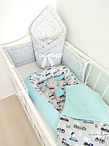Detský textil - Set do postieľky - zajko pretekár/obláčiky - 12461840_