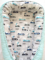 Detský textil - Set do postieľky - zajko pretekár/obláčiky - 12461843_