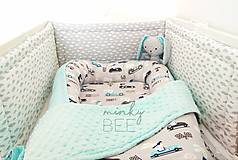 Detský textil - Set do postieľky - zajko pretekár/obláčiky - 12461845_