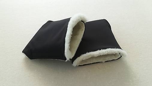 Rukavice - VLNIENKA Rukávnik 2 ks delený 100% Merino wool BLACK AND WHITE - 12463637_