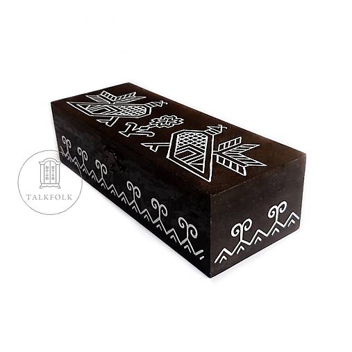 Ručne maľovaná krabica na čaje Čičmany (V7.7cm-D24cm-S16cm (4 priečinky))