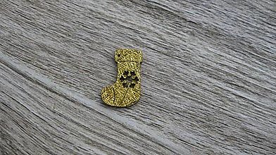 Polotovary - Drevený výrez čižmička  2 x 3 cm, 1 ks ( Mirka) (zlatá) - 12461091_